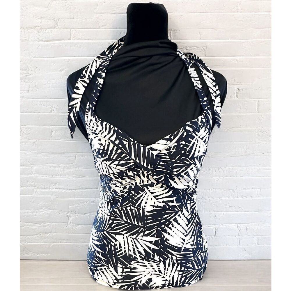 GAP TANKINI Halter Swimsuit TOP ONLY Sz Small DARK Blue/Black White Fast Ship